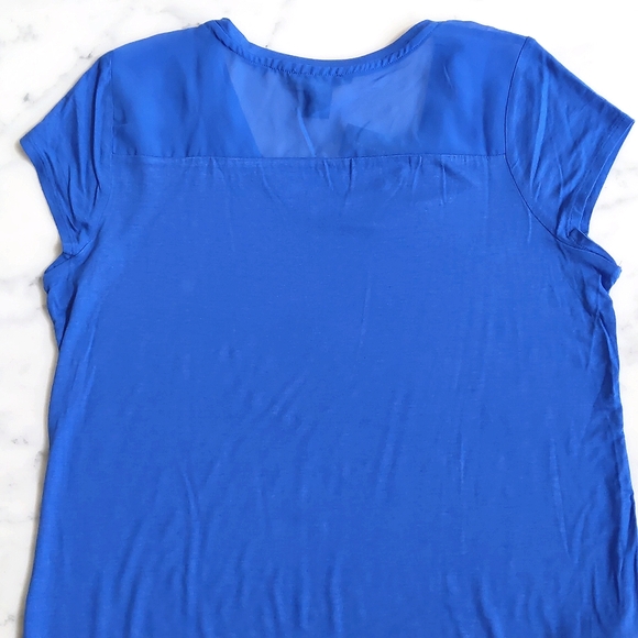 NWT. The Limited Stretch Cotton Blended Short Sleeve Loose Fit Sheer Design Top. - Picture 6 of 6